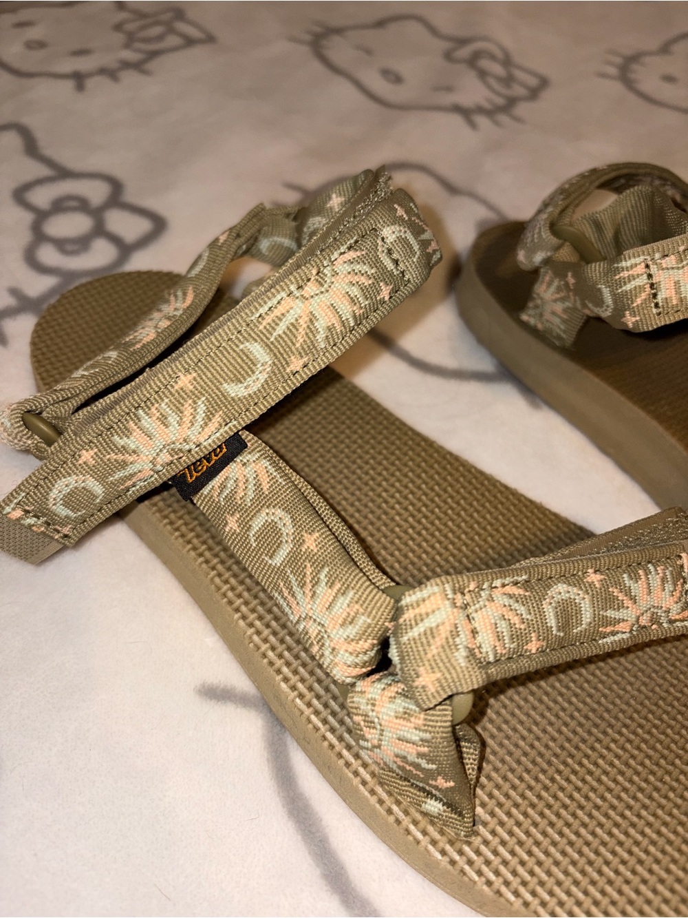 Teva Olive & Peach Patterned Strap Women’s Sandals